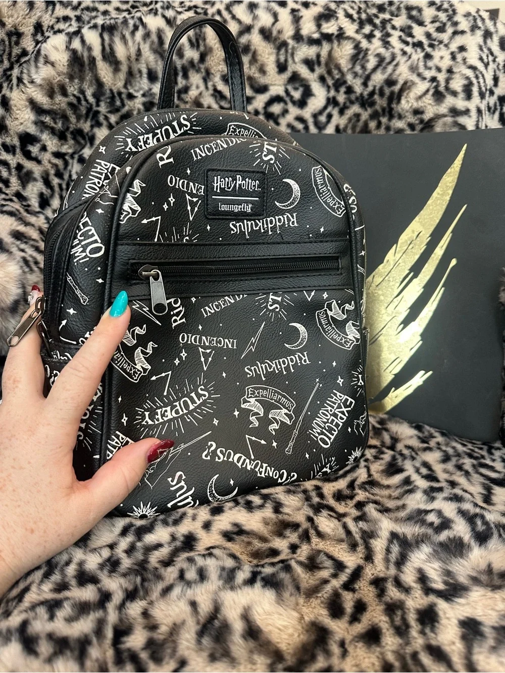 Loungefly Black Harry Potter Script Mini Backpack